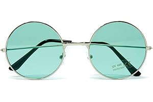 Oblique Unique® Hippie Brille Retro Sonnenbrille Rund für 60er 70er Jahre Party Flower Power Kostüm Accessoire Fasching Karneval Herren Damen