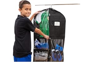 Waterproof Hanging Garment Bag 40 inch Clothes Bag with Gusset, 5 Pockets & Side Zip for Dance Costumes, Sports, Skating, Theatre, Beauty Pageants & More by Kendall Country, Raven Black