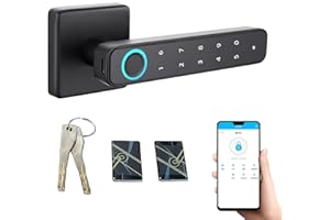 Agrdeed Smart Door Lock, 6 in 1 Smart Fingerprint Door Lock with Fingerprint/IC Cards/Password/Backup Keys/Bluetooth Keyless Entry Door Locks for Front Door Bedroom Office Hotel