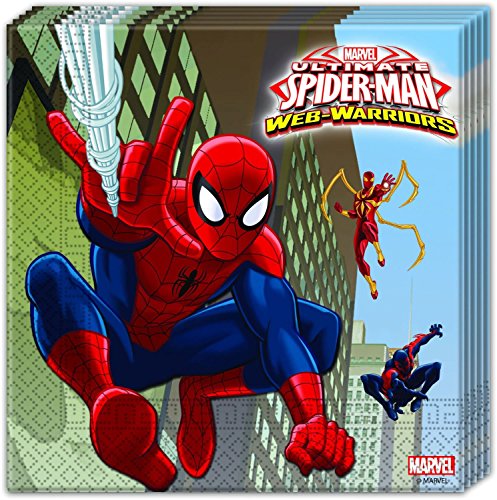 101-teiliges Party-Set * ULTIMATE SPIDERMAN WEB WARRIORS * für Kindergeburtstag mit 6-8 Kinder: Teller, Becher, Servietten, Einladungen, Partytüten, Tischdecke, Luftballons, Luftschlangen u.v.m. // Geburtstag Party Kinderparty Mottoparty Kinder Marvel Spider-Man - 3
