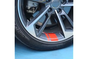 ‎MINSEZHI Auto Felgen Aufkleber Streifen,Hash Stripe Aufkleber Radnabe Aufkleber für 45,7cm-53,3cm Räder,12 Stück,rot