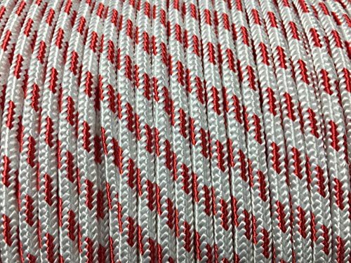 Braid on Braid Polyester Marine Boat Yacht Dingy Rope Rigging Halyard Sheet Line (Red Fleck on White, 5mm/50meters)