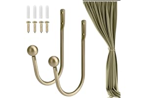 NOVSTUF Curtain Holdbacks, 2 Pcs Metal Drapery Curtain Holdbacks Retro U-Shaped Wall Mounted Curtain Tieback Decorative Drapery Holder with Screws for Bedroom Fixed Curtain or Hanging Items (Ancient Green)