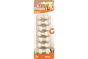 8in1 Delights Chicken Chew Bones XS, healthy chew snack for toy dogs, 7 pieces