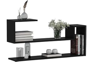 HOMIDEA WAVE Mensola da muro - Mensola Parete - Mensola Libreria - Scaffale pensile per studio/soggiorno in Design moderno (Nero)