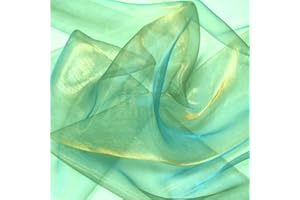 TOLKO 1m Organza Stoffe zum Nähen Meterware | Hauch Zart Fein Durchsichtig | für Gardine Vorhänge Schals Hochzeits-Deko Dekorieren Basteln | leichter transparenter Organza Stoff (Antikgrün Blau)