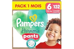 Pampers Harmonie Pants, Taille 6, 132 Couches-Culottes, 15kg+, Protection Douce Pour La Peau Et Maintien Confortable 360°, Pack 1 Mois