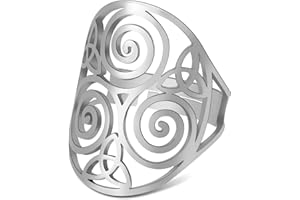 TEAMER, anillo Triskele de tamaño variable, acero inoxidable, geometría sagrada, hexagrama mágico, talismán, amuleto, joyería para mujeres y niñas