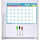 D&uuml;nya Magnet Aylık Magnet Planlayıcı, 35X50 Cm Katlanabilir Silinebilir Mıknatıslı Yazı Tahtası Pano + 3 Kalem