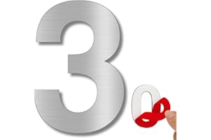 LEIASA | Numéro Adhésif Maison - 150 mm - Acier Inoxydable 304 - Nº 3 - Numéro Hôtel - Numérotation Appartement Portes - Numéro Adresse Maison - Extérieur et Intérieur - Gris 3 (3, 150 mm)