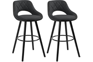 ‎WOLTU WOLTU Barhocker 2er Set, Barstuhl Küchenhocker Thekenhocker, Hocker mit Rückenlehne Fußstütze, aus Holz Stoffbezug, für Bar Küche Theke Restaurant Café, Anthrazit, BH291an-2