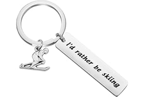 Gzrlyf I'd Rather be Skiing Keychain Funny Skiing Gifts for Skier Ski Lovers Ski Coach Gift