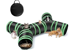 YAMI Upgraded Cat Tunnel Bone-Type, 4 Way Collapsible Cat Playhouse Pet Play Tunnel Tube with Storage Bag for Cats, Puppy, Rabbits, Ferret, Guinea Pig, Indoor and Outdoor Use