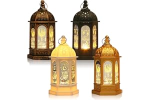 IXYHKB Ramadan Lantern Decoration, 4 Pcs Ramadan Decorations Lantern Lights, Ramadan Decorations for Home, Eid Mubarak Ramadan Lantern Light, Ramadan Lamp Ramadan Lantern Table Decor for Home Ramadan