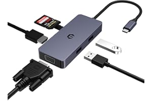 OBERSTER Hub USB C Con HDMI 4K, adattatore Car 6 en 1 USB-C a HDMI Con USB 2.0, 4K, HDMI, VGA, SD/TF Compatible Con altri dispositivi di Tipo C