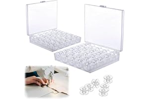 Sprießen 50 Piezas Bobinas para Máquina De Coser,Canillas Maquina Coser,Plásticos Bobinas Transparentes con Estuche De Almacenamiento,para Máquina De Coser Multifunción