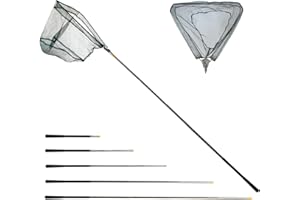 Épuisette de Pêche Pliable,190cm Long Manche Téléscopique,Poteau en Alliage d'Aluminium 4 Section/Filet Nylon Triangulaire,Extensible de 37 à 68 Pouces,pour Carpe Truite Crevette Etang Bassin Poisson