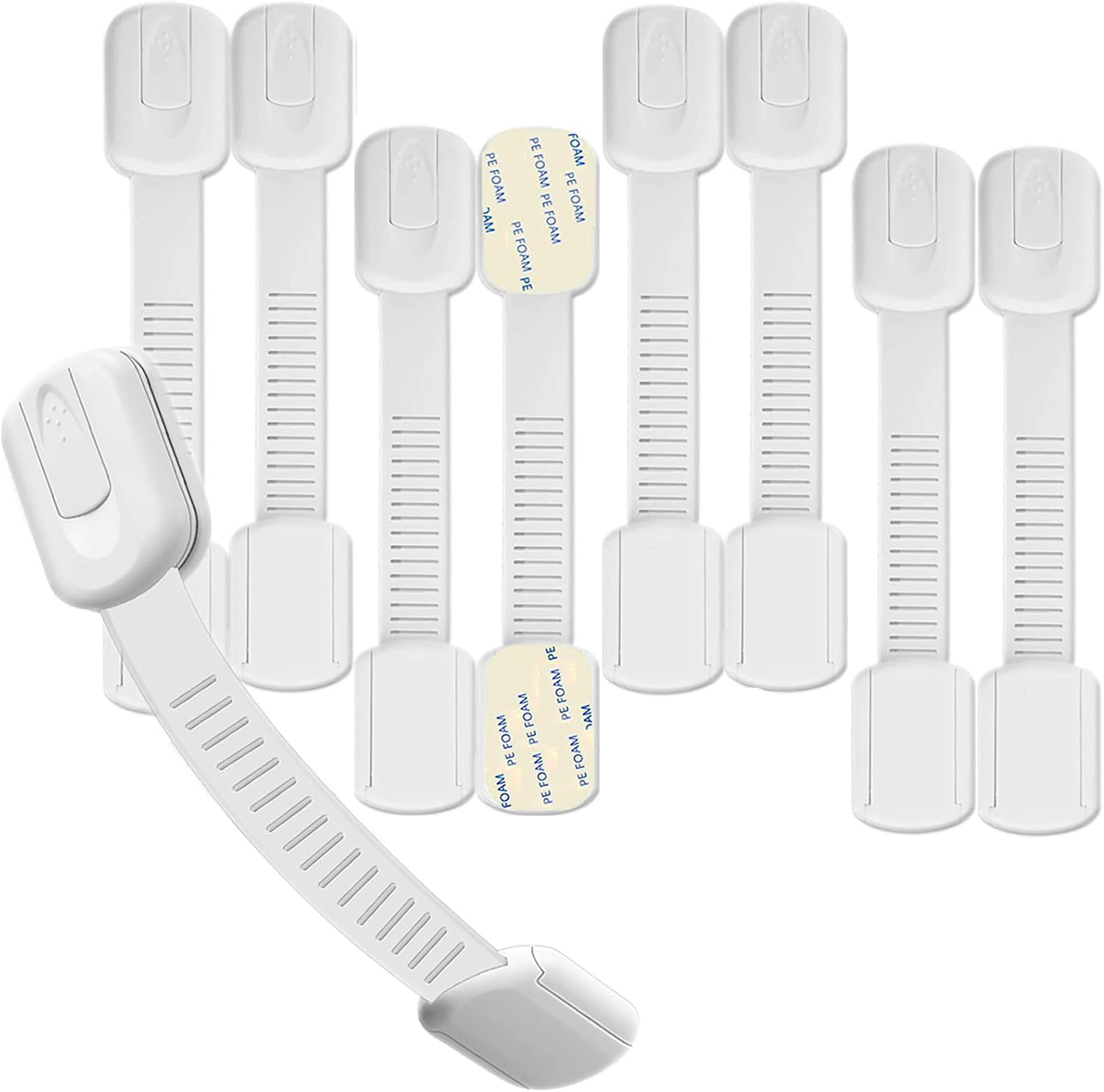 Hion Child Safety Locks,8 Pack Adjustable Cupboard Locks for Children Baby,Baby Proof Safety Locks for Cupboard Cabinet Fridge Drawer Refrigerator Kitchen Toilet - Easy Install,No Tools Needed