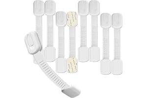 Hion Child Safety Locks,8 Pack Adjustable Cupboard Locks for Children Baby,Baby Proof Safety Locks for Cupboard Cabinet Fridge Drawer Refrigerator Kitchen Toilet - Easy Install,No Tools Needed