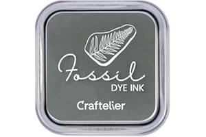 Craftelier - Collezione di inchiostri a base d'acqua | Scatola metallica con chiusura forte | Timbri acrilici o gomma e superfici porose | 21 colori (Fossil)