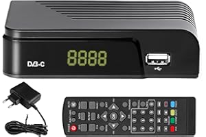 Momowin Kabel Receiver DVB-C Digitaler terrestrischer Decoder, Combo (HD1080p/H.264,MPEG-2,HDTV,DVB-C, DVB-T2, SCART, USB 2.0, PVR FullHD TV Kabelreceiver mit Fernbedienung und Kabel