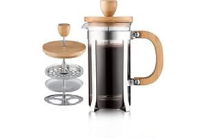 Sivaphe French Press Coffee Maker, Cafetiere Coffee Plunger 350ml 12oz 1-2 Cup, Small Tea Press Borosilicate Glass with Bamboo Handle