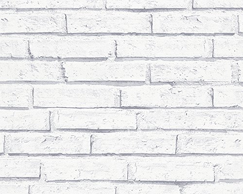 A.S. Création Tapete Authentic Walls Papiertapete Steinoptik 10,05 m x 0,53 m grau weiß 301692