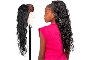 SER MULHER Coda Di Cavallo Extension JAMILE Riccio Morbido 70cm Resistente al Calore (1 Black)