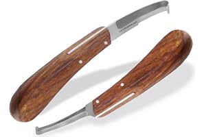 INSTRUMENTENRW Profi Hufmesser 2er Set für Pferde Beidseitig Scharfe Klingen Dünn und Breit Klauenmesser Rinnmesser Rinder Hufpflege Hufschmied Werkzeug mit gebogenen Haken Spezialstahl Rostfrei Ergonomischer Griff