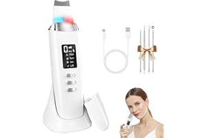 LIBERSHINE Pulizia Viso Ultrasuoni, Spatola Ultrasuoni Viso，Con 4 Modalità, Viene Fornito con una Base, Spatola Ultrasuoni Pulizia Viso è Adatto per la Pulizia Della Pelle e la Rimozione di Punti Neri e Olio