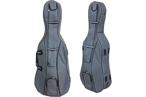 WUQIMUSC Custodia per violoncello, dimensioni 4/4, esterno in nylon, imbottitura in schiuma spessa 20 mm, spallacci regolabili, tasche multiple, spazio frontale per accessori, tasca posteriore per