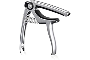 Linrax C4 Guitar Capo, 4 in 1 Capo Pick Holder Bridge Pin Puller String Cutter, Universal Clamp Capo for Acoustic Guitar Electric Guitar Bass Ukulele Banjo Mandolin, Guitar Accessories, Silver