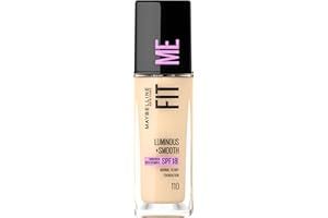 ‎MAYBELLINE Maybelline New York Fit Me Luminous+Smooth rozświetlający podkład do twarzy z witaminą E, wygładzający fluid adaptacyjny, nawilżenie i rozświetlenie SPF 18, 110 Porcelain, 30 ml