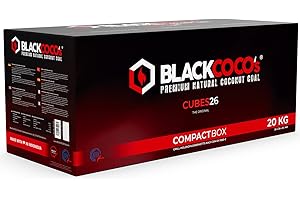BLACKCOCO's - 20KG Carbón Natural de Coco Premium Cachimba y BBQ - Briquetas de Carbón de Coco Shisha y Barbacoas – Cubos de Carbón Barbacoa y Narguile con Largo Tiempo de combustión
