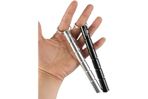 AMATHINGS 2 piezas! (Paquete doble) Kubotan/Pressure Booster Silver And Black con manija y llavero estriados También se usa como martillo de emergencia 100% legal