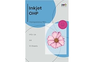 PPD A4 X 10 Films Transparents pour Rétroprojecteur, Impression Jet d'Encre, 10 Feuilles OHP Premium, Noirs Profonds, PPD-34-10