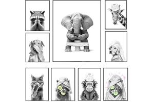 BEIYIHO Poster Elephant Toilette Affiche Animaux WC 40x50 Tableau Toilette Humour Grand Poster Animal WC Noir et Blanc Toile Photo Salle de Bain Deco Murale Noir