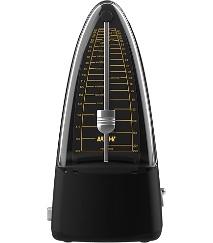 AUPHY Mechanische metronoom met accentbel, beat nauwkeurig, sterk geluid, klassieke vorm, geschikt voor piano, basgitaar, drums, viool, saxofoon enz., houtnerf