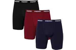 INNERSY Mens Long Leg Boxers Shorts Anti Chafing Underwear Trunks with Fly Mesh Underpants Pack of 3