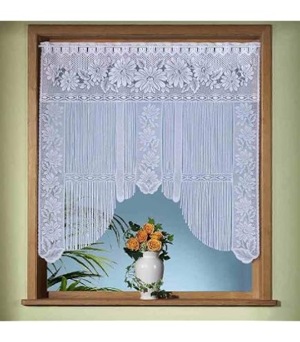 Rideau De Porte Ou Voilage Fenêtre En Jacquard Polyester - Certifié Öko-Tex 100, Dimensions 165x60 Cm - Prêt à Accrocher, Blanc