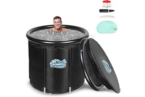SUNFUNGAMES Ice Bath Tub for Athletes - Cold Plunge Tub Portable Ice Bath, Cold Plunge Tub with Cover for Recovery & Cold Water Therapy, Inflatable Cold Plunge for Indoor Outdoor 105 Gallons 85x85x75cm