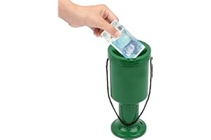 My Charity Boxes- New Rounded Hand Held Plastic Collection Box. Charity Box Green
