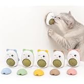 SOGUD Kedi Nanesi Oyuncağı - Duvara Yapışan 360&deg; D&ouml;nen Catnip Topu - Kapaklı Kedi Otu Yalama Topu - Sevimli Hayvan Tasarımlı 