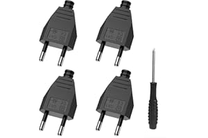 PABANCE - Spina piatta, spina europea, 250 V, 2,5 A, spina piatta a vite, 4 pezzi, colore nero