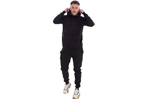 Malay Mens Hooded Plain Tracksuit Fleece Ribbed Cuff Sweatshirts Cotton Blend Joggers