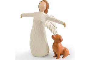 NANAOUS Statue d'Ange de l'Amitié pour Chien, Souvenir Décédé, Figurine, Cadeau Commémoratif - Anniversaire, Remise de Diplôme, Thanksgiving, Noël