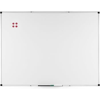 Bi-Office Maya Tableau Blanc Magnétique 120x90 Cm Cadre Aluminium - Surface Acier Laqué Garantie 10 Ans