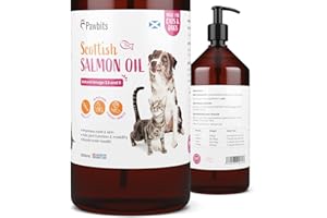 Pawbits 1 Litre Scottish Salmon Oil For Cats & Dogs - Natural Omega 3+6+9, Healthy Coat & Immune System Fish Oil