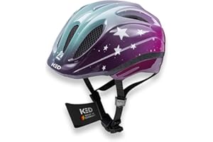 ‎KED KED Meggy II Trend | Kinder Fahrradhelm Insektenschutznetz Integriertes LED-Rücklicht maxSHELL Technologie, Stars Pink Aqua, 52-58 (M)