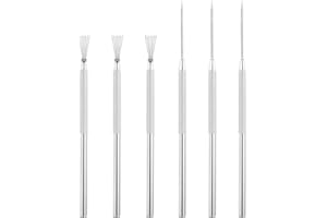 ORUZA 6Pcs Clay Pottery Sculpture Needle, Clay Pottery Sculpture Feather Wire Texture + Needle Detail Tools, Clay Needle Tool, Pottery Sculpture Needle Tool for Carving Scraping